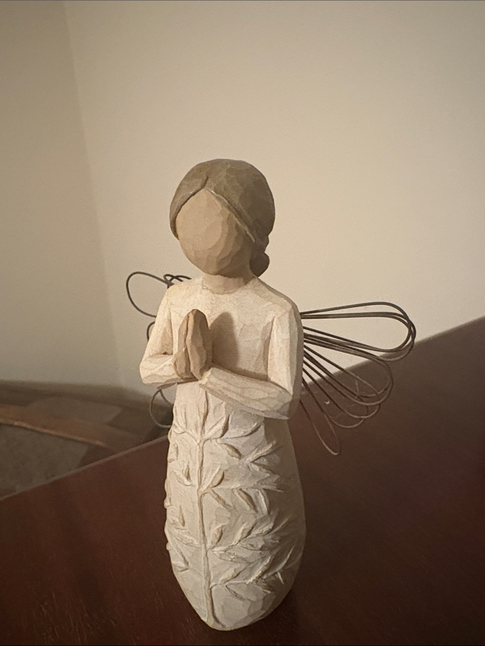 Willow Tree Praying Angel Figurine in Cream and Brown